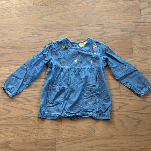 Mini Boden denim chambray embroidered tunic, size 4-5 years - Picture 1 of 3